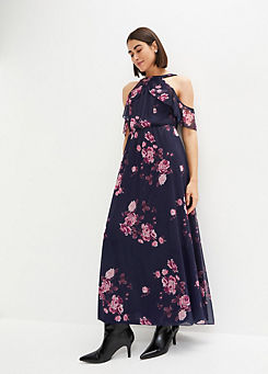 bonprix Cold Shoulder Floral Print Maxi Dress