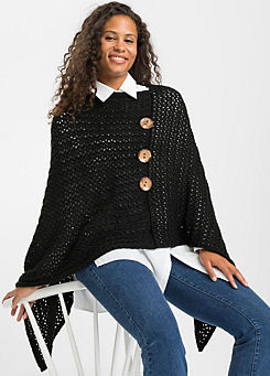 bonprix Decorative Buttons Knitted Poncho