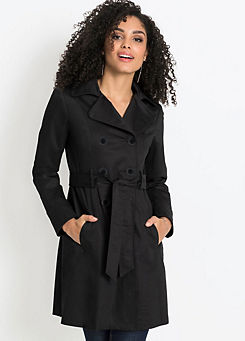 bonprix Double-Breasted Trench Coat with Tie Belt