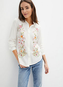 bonprix Floral Print Collar Shirt