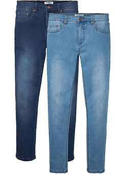 bonprix Pack of 2 Tapered Slim Jeans