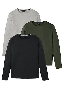 bonprix Pack of 3 Long Sleeve T-Shirts