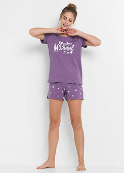 bonprix Print T-Shirt & Shorts Pyjama Set