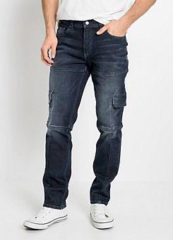 bonprix Slim Fit Straight Cargo Stretch Jeans