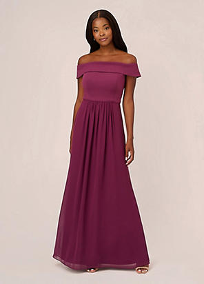 Adrianna Papell One Shoulder Chiffon Gown Grattan