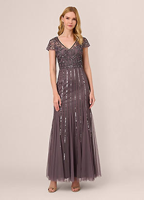 Adrianna Papell Beaded Surplice Gown Grattan