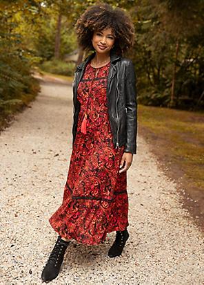 Joe Browns Lace-Up Tartan Check High-Low Maxi Dress with Corsage | Grattan