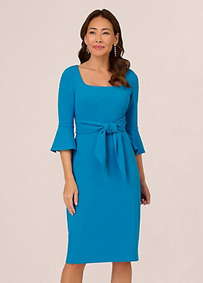 Adrianna Papell Knit Crepe Tiered Sleeve Dress Grattan