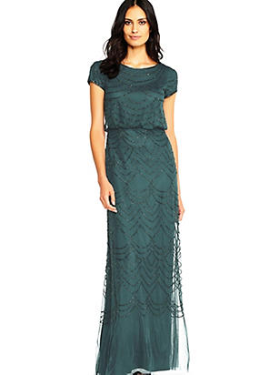 Adrianna Papell Studio Beaded Blouson Gown Grattan