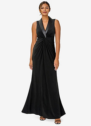 Adrianna Papell Tuxedo Gown With Jewel Buttons Grattan