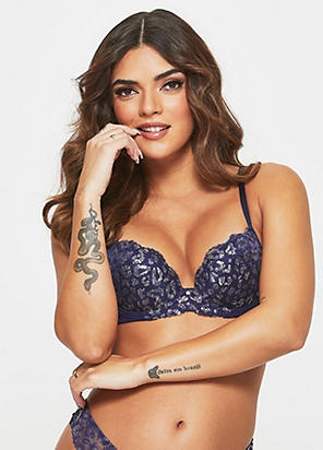 Ann Summers Galaxy Non Padded Plunge Bra - Navy - Sizes 32A - 36E - WAS  £28! 