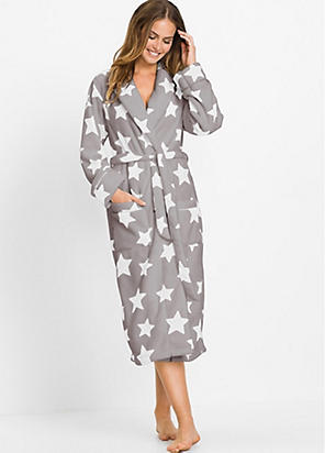 Loungeable Ribbon Trim Luxury Fleece Hooded Maxi Robe