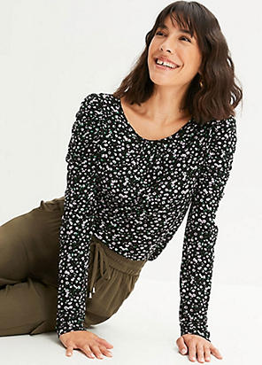 Organic Cotton Leopard Heart Print Sweatshirt by bonprix