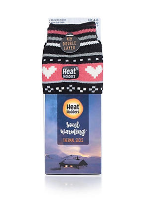 Heat Holders Original Ladies Thermal Snowdrop Block Twist Socks