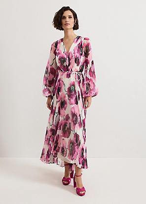 Phase Eight Lina Printed Long Sleeve Midi Dress | Grattan