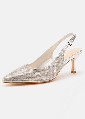 Silver slingback court on sale shoes