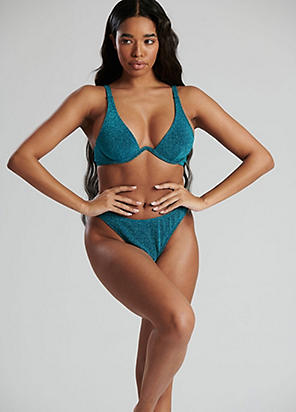 South Beach Asymmetric Mono Wire Bikini Bra & Bikini High Leg Set