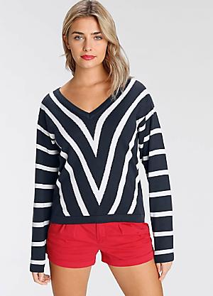 Only vertical stripe outlet wide v neck jumper