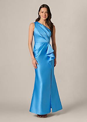 sachin and babi light blue dress Adrianna Papell Women's Cascading-Ruffle Crepe Gown