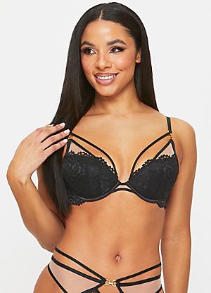 Ann Summers SEXY LACE Planet Padded Plunge Push Up Bra Black 30-44 A-G 
