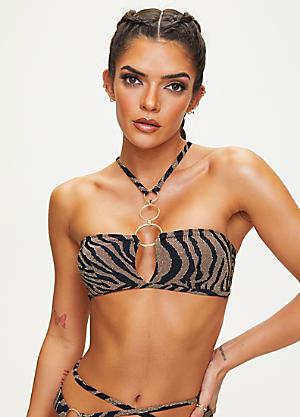 South Beach Metallic Leopard Scoop Back Swimsuit