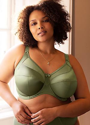 40C Kindly Bra Style 40002, Green Leaf Print, Smooth Lined Cups