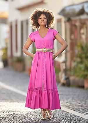 Catherine Embellished Maxi Dress with Recycled Polyester Pink, £175.00