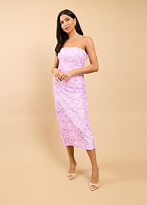 pink mistress dress Little Mistress Pink Satin Rosette Midaxi Dress by Vogue Williams