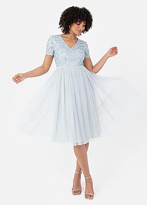 maya bridesmaid sleeveless midaxi tulle dress Maya Dusty Blue Sleeveless Embellished Midaxi Dress  Maya Deluxe