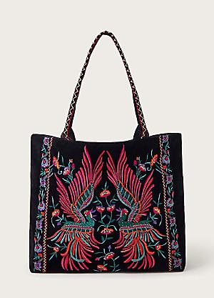 Velvet Tote Bag - Vintage Floral, Ink - Tote Bag