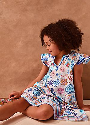 sachin and babi light blue dress Hand Block Printed Floral Cotton Summer Dress – From The Source main image 0