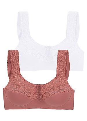 BREEZIES Wild Rose Lace Underwire Seamless Bra Bundle Of 2 In White &  Champagne