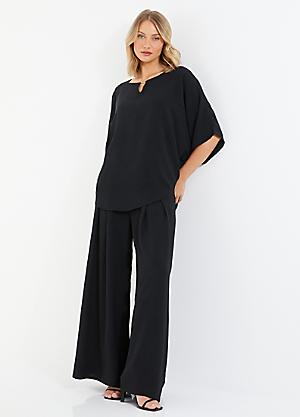 Quiz Stone High Waisted Wide Leg Trousers