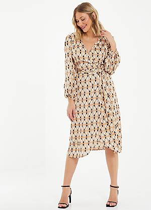 Quiz belt detail sales printed midi dress