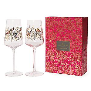 Demdaco White & Rose Christmas Wine Glasses - Set of 2 - Sage & Willow