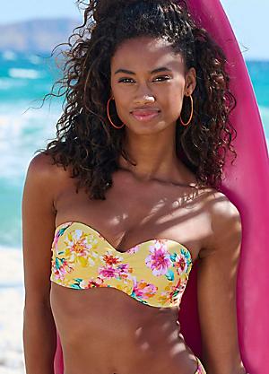 yellow floral bandeau bikini