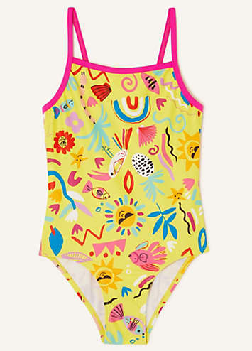 Accessorize Girls Sunshine Print Swimsuit with Recycled Polyester Grattan