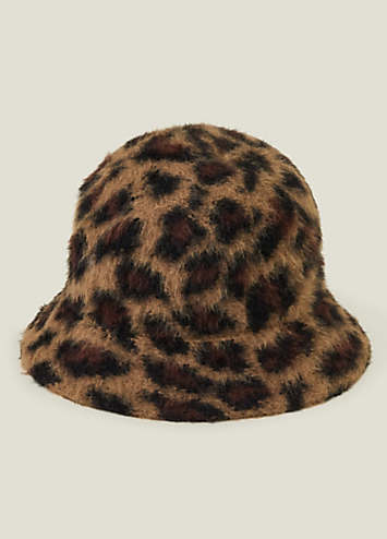Accessorize Leopard Fluffy Bucket Hat Grattan