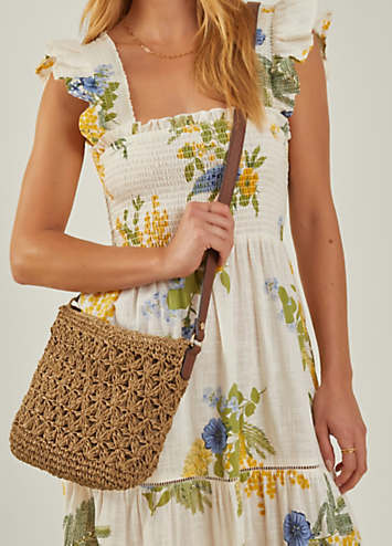 Accessorize Raffia Crossbody Bag - Natural | Grattan