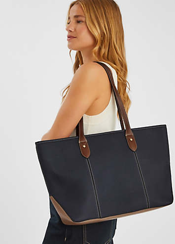 バッグ Ends and Means Leather Handle Tote Bag Accessorize Two Tone Zip Tote Bag | Grattan