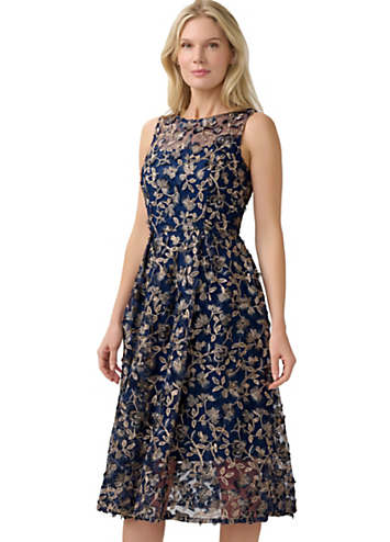 Adrianna Papell 3D Embroidery Fit Flare Dress Grattan