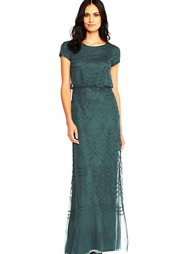 Adrianna Papell Blouson Beaded Gown Grattan