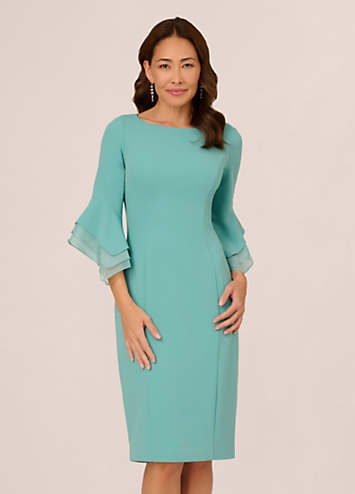 Adrianna Papell Knit Crepe Tiered Sleeve Dress Grattan