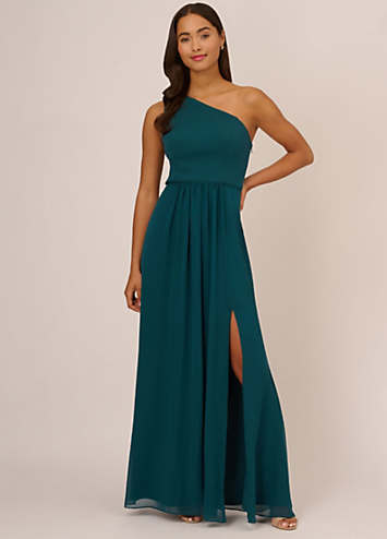 Adrianna Papell One Shoulder Chiffon Gown Grattan