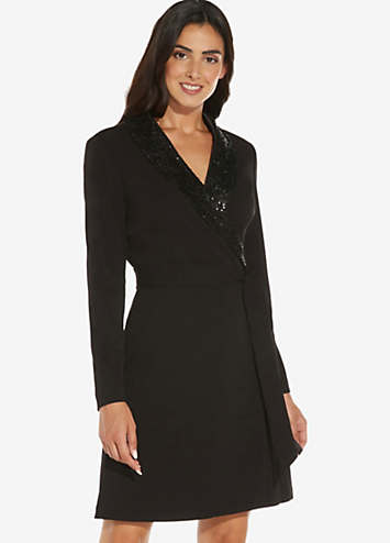 Adrianna Papell Sequin Collar Tuxedo Dress Grattan