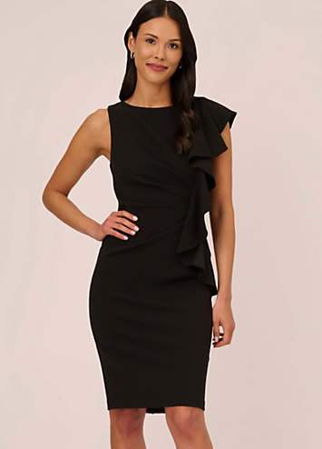 Adrianna Papell Short Ruffle Crepe Dress Grattan