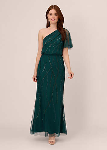 Adrianna Papell Studio Beaded Blouson Gown Grattan