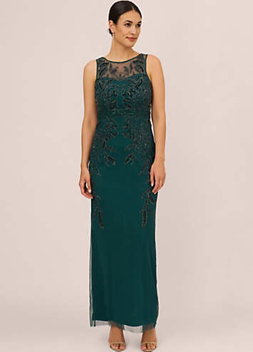 Adrianna Papell Studio Beaded Column Gown Grattan