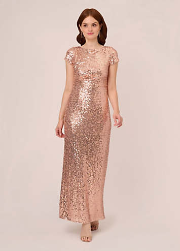 Adrianna Papell Studio Stretch Sequin Column Gown Grattan