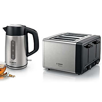 Bosch DesignLine Plus Kettle Slice Toaster Set Steel Grattan